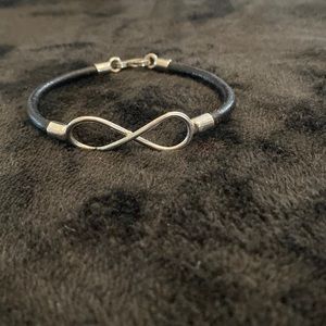 Sterling Silver and leather Infinity Bracelet